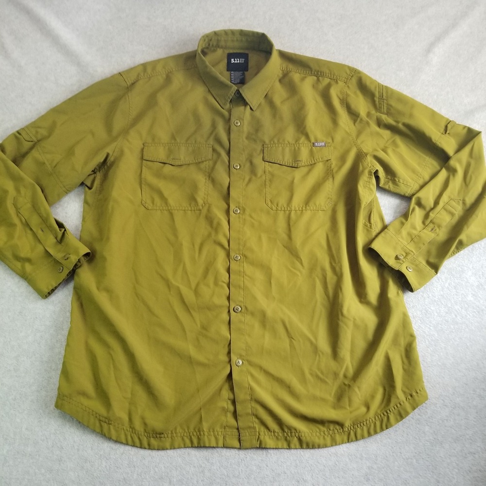5.11 Tactical Shirt Mens XXL Green Freedom Flex Long Sleeve UPF 50+